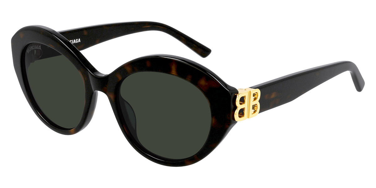 Balenciaga® BB0133S BB0133S 002 52 - Havana / Gold / Green Sunglasses