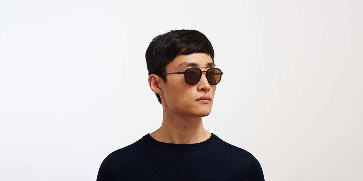 Mykita® ALDER MYK ALDER MH6 Pitch Black/Black / Polarized Pro Amber Brown 48 - MH6 Pitch Black/Black / Polarized Pro Amber Brown Sunglasses