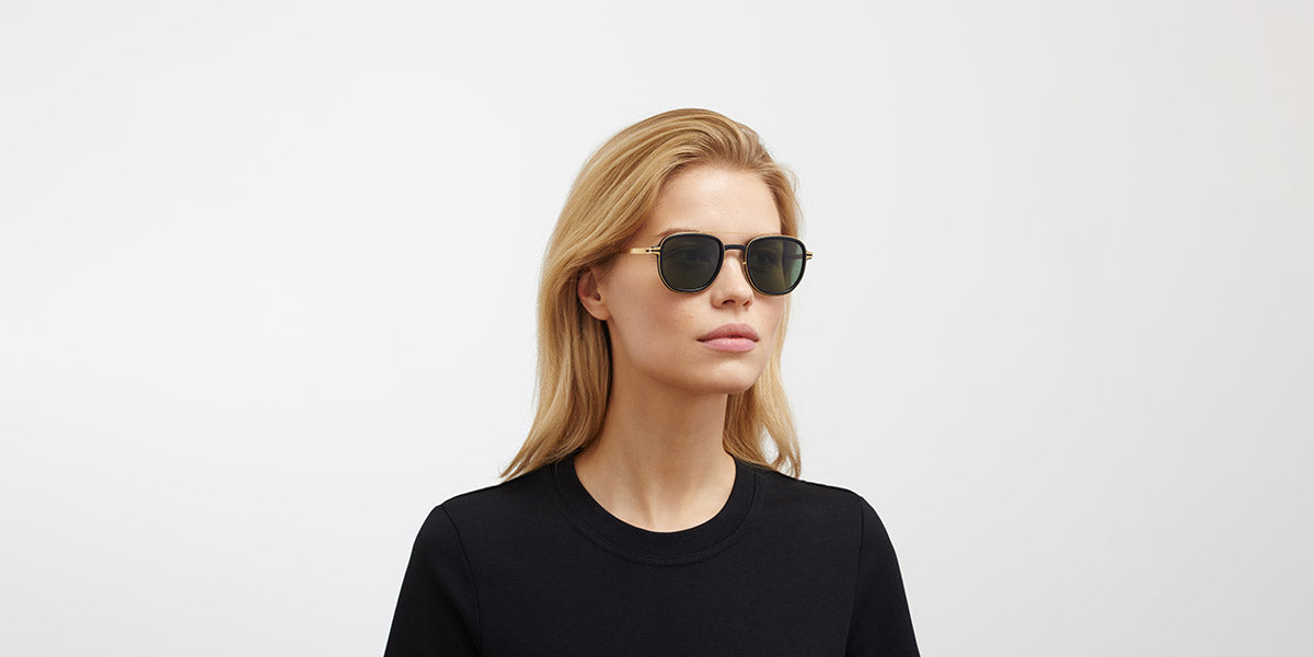 Mykita® ALDER MYK ALDER MH7 Pitch Black/Glossy Gold / Polarized Pro Green 15 48 - MH7 Pitch Black/Glossy Gold / Polarized Pro Green 15 Sunglasses