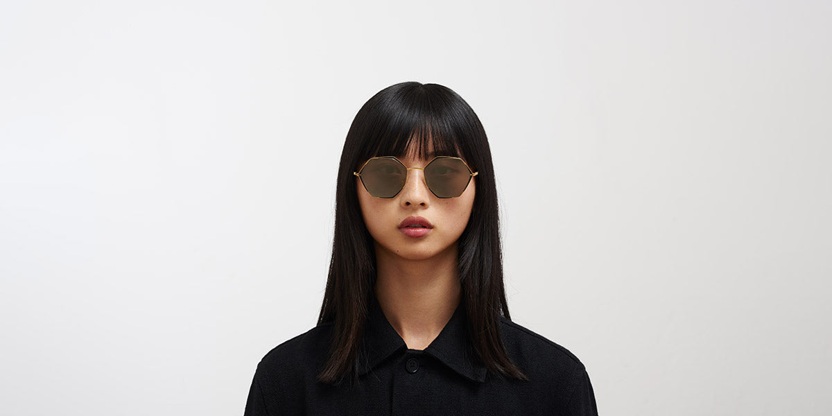 Mykita® ALESSIA MYK ALESSIA Gold/Jet Black / Brilliant Grey Solid 55 - Gold/Jet Black / Brilliant Grey Solid Sunglasses