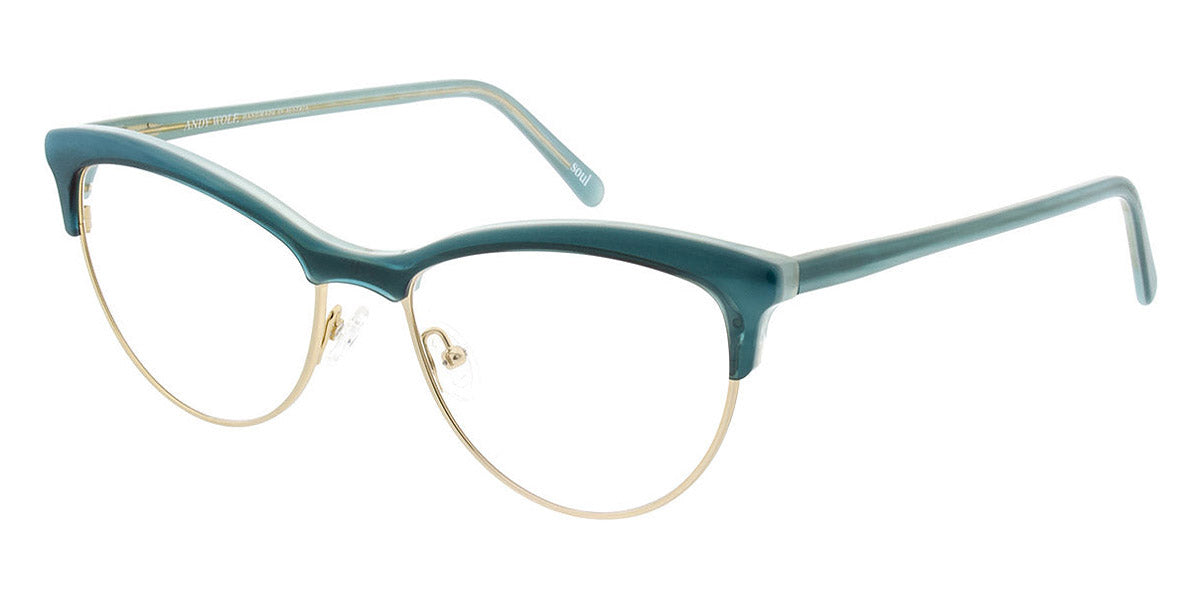 Andy Wolf® 5081 AW 5081 E 53 - Teal/Gold E Eyeglasses