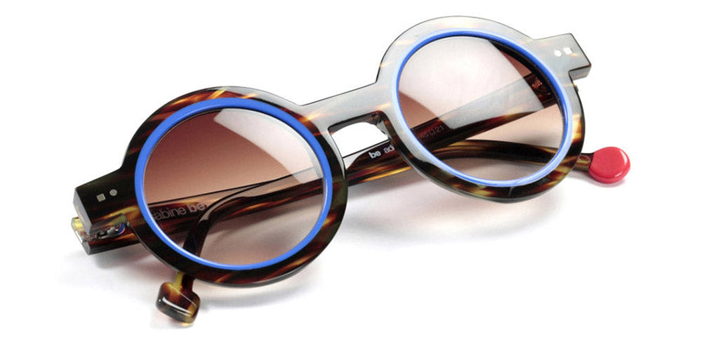 Sabine Be® Be Addict Sun SB Be Addict Sun 120 45 - Shiny Veined Tortoise Dark / Shiny Blue Klein Sunglasses