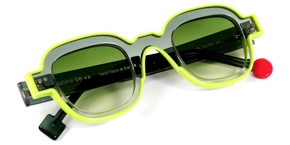 Sabine Be® Be Artist Line Sun SB Be Artist Line Sun 537 45 - Shiny Shaded Khaki / Shiny Neon Yellow Sunglasses