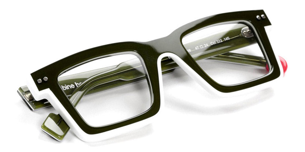 Sabine Be® Be Bobo Line SB Be Bobo Line 322 47 - Shiny Translucent Dark Green / White / Shiny Translucent Dark Green / Shiny White Eyeglasses