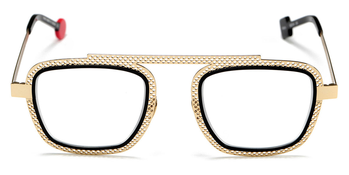 Sabine Be® Be Boyish Hole SB Be Boyish Hole 654 52 - Pale Yellow Gold Polished Perforated / Shiny Black Eyeglasses