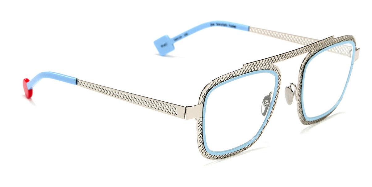 Sabine Be® Be Boyish Hole SB Be Boyish Hole 657 52 - Perforated Polished Palladium / Satin Pastel Blue Eyeglasses