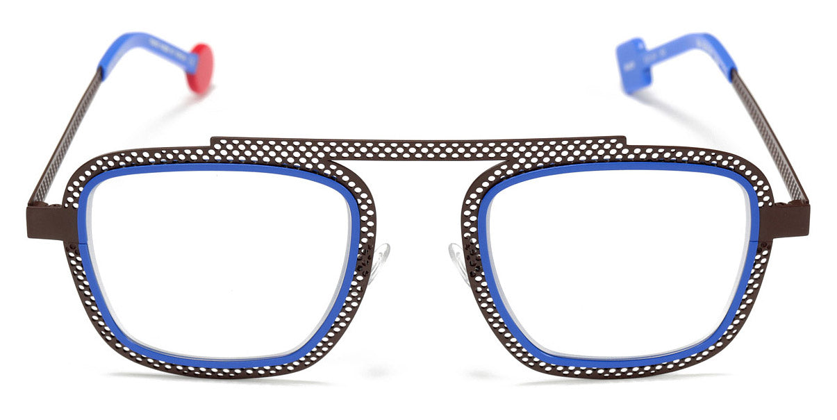 Sabine Be® Be Boyish Hole SB Be Boyish Hole 659 52 - Dark Chocolate Satin Perforated / Blue Majorelle Satin Eyeglasses