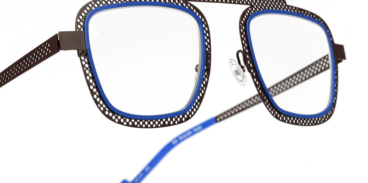 Sabine Be® Be Boyish Hole SB Be Boyish Hole 659 52 - Dark Chocolate Satin Perforated / Blue Majorelle Satin Eyeglasses