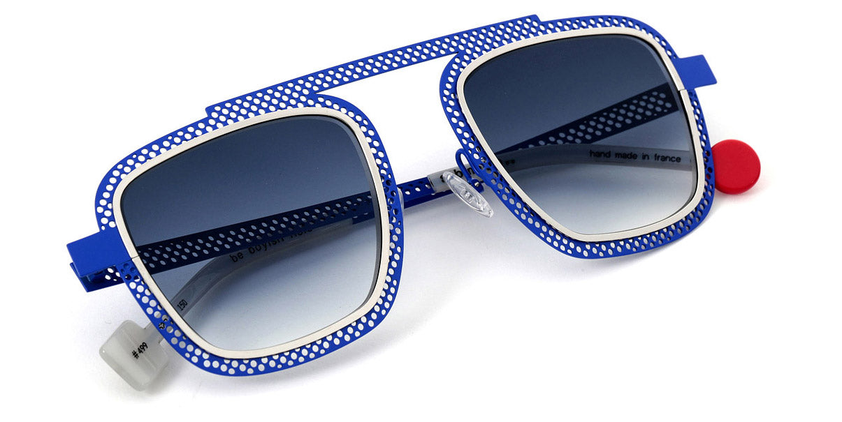 Sabine Be® Be Boyish Hole Sun SB Be Boyish Hole Sun 499 52 - Majorelle Blue Perforated Satin / Polished Palladium Sunglasses
