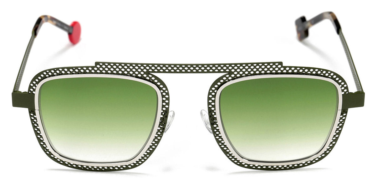 Sabine Be® Be Boyish Hole Sun SB Be Boyish Hole Sun 653 52 - Khaki Satin Perforated / Polished Palladium Sunglasses