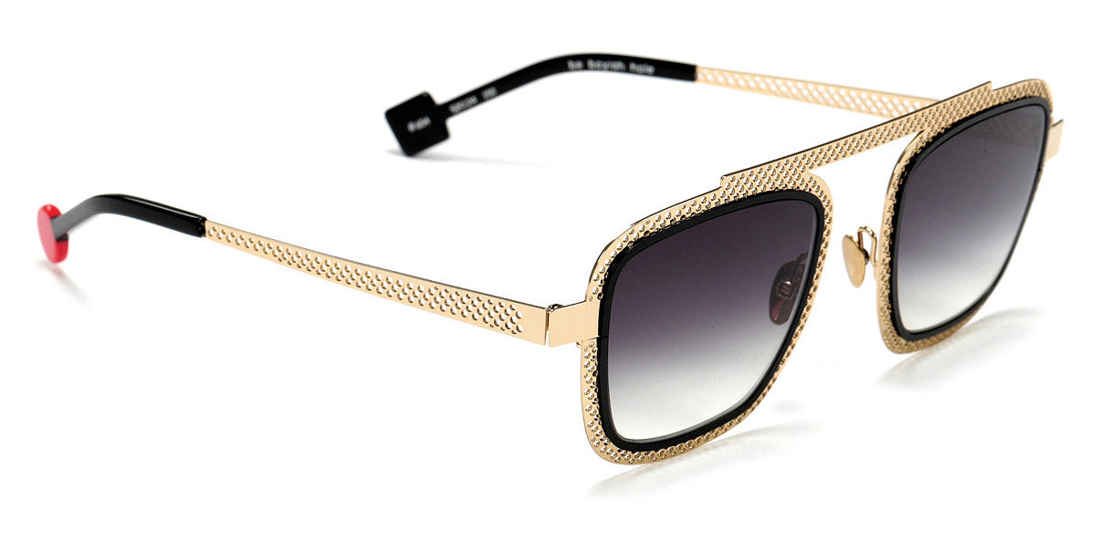 Sabine Be® Be Boyish Hole Sun SB Be Boyish Hole Sun 654 52 - Pale Yellow Gold Polished Perforated / Shiny Black Sunglasses