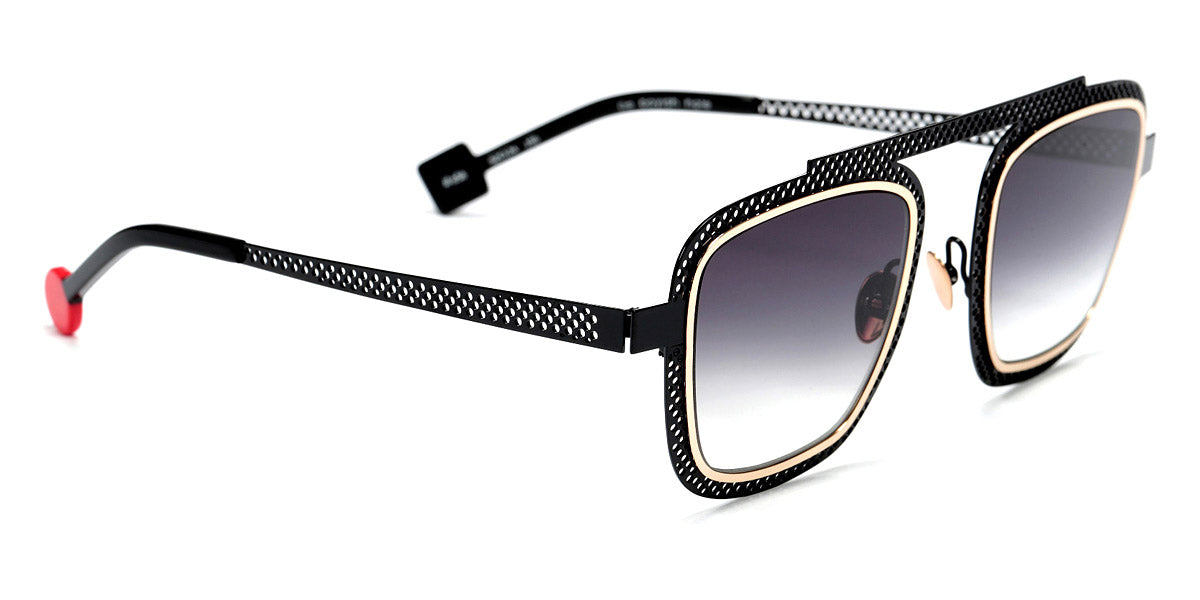 Sabine Be® Be Boyish Hole Sun SB Be Boyish Hole Sun 656 52 - Glossy Black Perforated / Polished Rose Gold Sunglasses