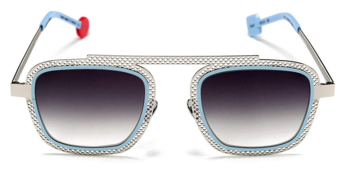 Sabine Be® Be Boyish Hole Sun SB Be Boyish Hole Sun 657 52 - Perforated Polished Palladium / Satin Pastel Blue Sunglasses