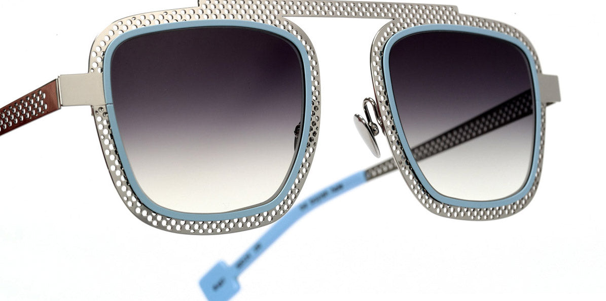 Sabine Be® Be Boyish Hole Sun SB Be Boyish Hole Sun 657 52 - Perforated Polished Palladium / Satin Pastel Blue Sunglasses