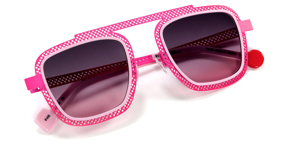 Sabine Be® Be Boyish Hole Sun SB Be Boyish Hole Sun 658 52 - Neon Pink Perforated Satin / Pastel Pink Satin Sunglasses