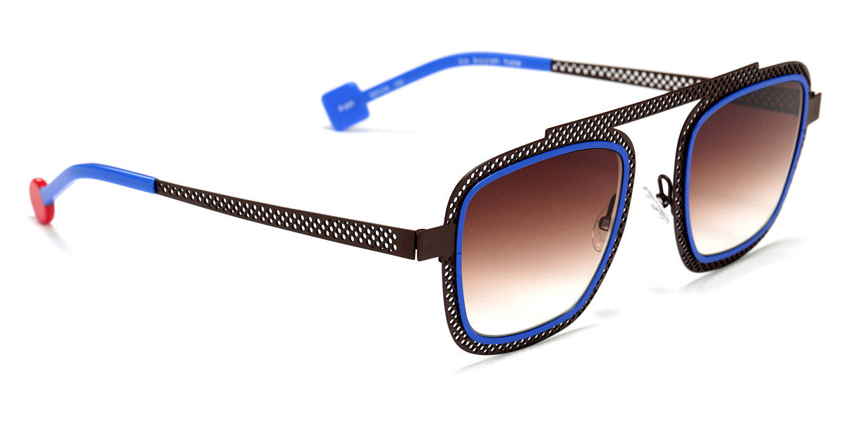 Sabine Be® Be Boyish Hole Sun SB Be Boyish Hole Sun 659 52 - Dark Chocolate Satin Perforated / Blue Majorelle Satin Sunglasses