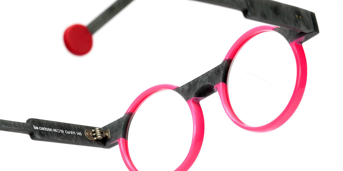 Sabine Be® Be Cartoon SB Be Cartoon 611 46 - Shiny Neon Pink / Matt Marbled Mouse Gray Eyeglasses