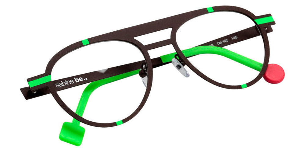 Sabine Be® Be Chill SB Be Chill 442 52 - Satin Dark Chocolate / Satin Neon Green Eyeglasses