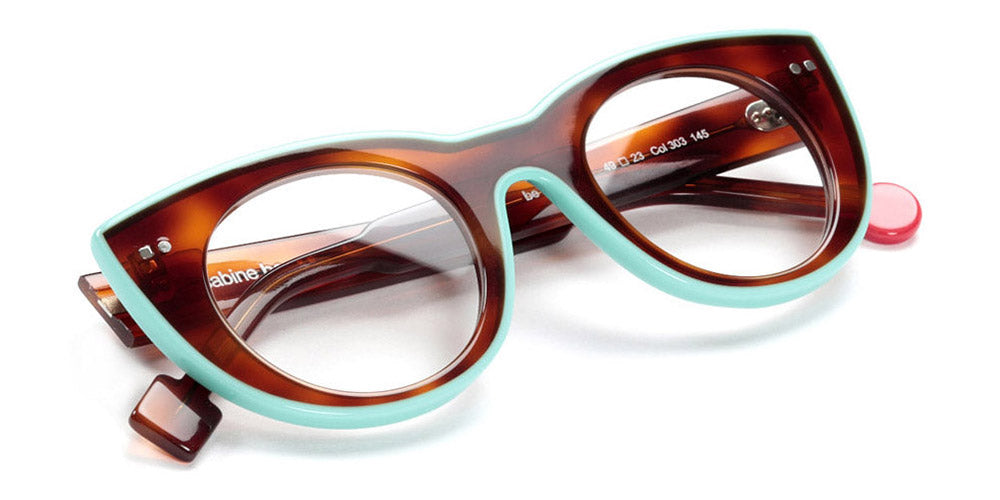 Sabine Be® Be Cute Line SB Be Cute Line 303 49 - Shiny Blonde Tortoise / Shiny Turquoise Eyeglasses