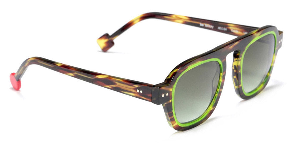 Sabine Be® Be Factory Sun SB Be Factory Sun 05 46 - Shiny Veined Tortoise / Shiny Neon Green Sunglasses