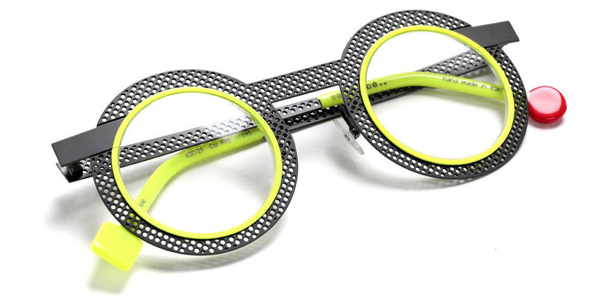 Sabine Be® Be Gipsy Hole SB Be Gipsy Hole 498 43 - Perforated Satin Taupe / Neon Yellow Satin Eyeglasses