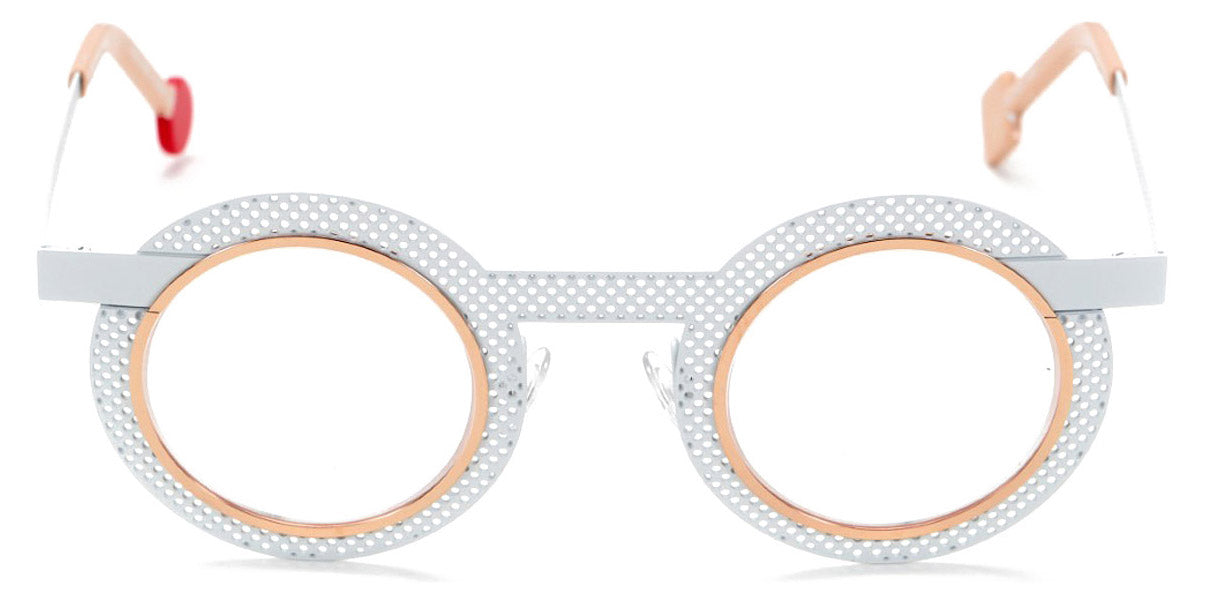 Sabine Be® Be Gipsy Hole SB Be Gipsy Hole 505 43 - Satin White Perforated / Polished Rose Gold Eyeglasses