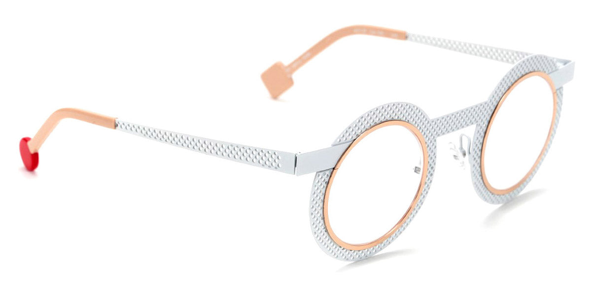 Sabine Be® Be Gipsy Hole SB Be Gipsy Hole 505 43 - Satin White Perforated / Polished Rose Gold Eyeglasses