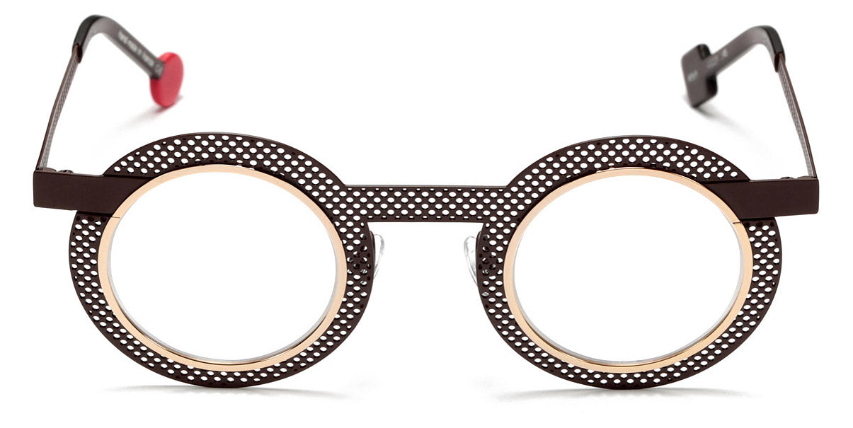 Sabine Be® Be Gipsy Hole SB Be Gipsy Hole 565 43 - Satin Dark Chocolate Perforated / Polished Yellow Gold Eyeglasses