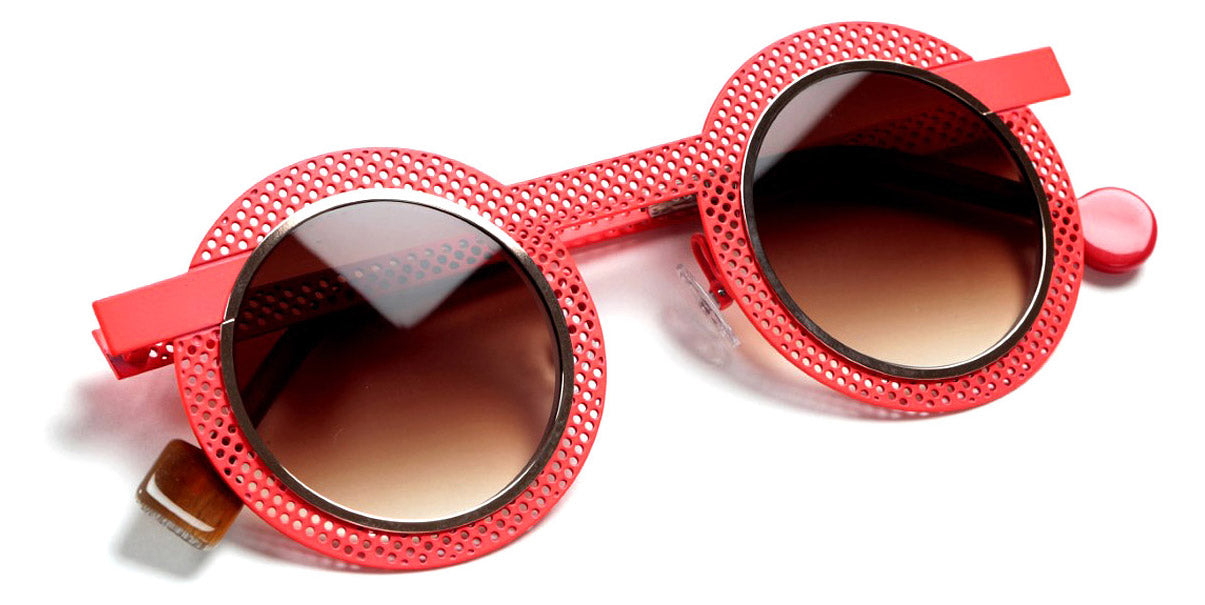 Sabine Be® Be Gipsy Hole Sun SB Be Gipsy Hole Sun 500 43 - Satin Dark Chocolate Perforated / Polished Yellow Gold Sunglasses