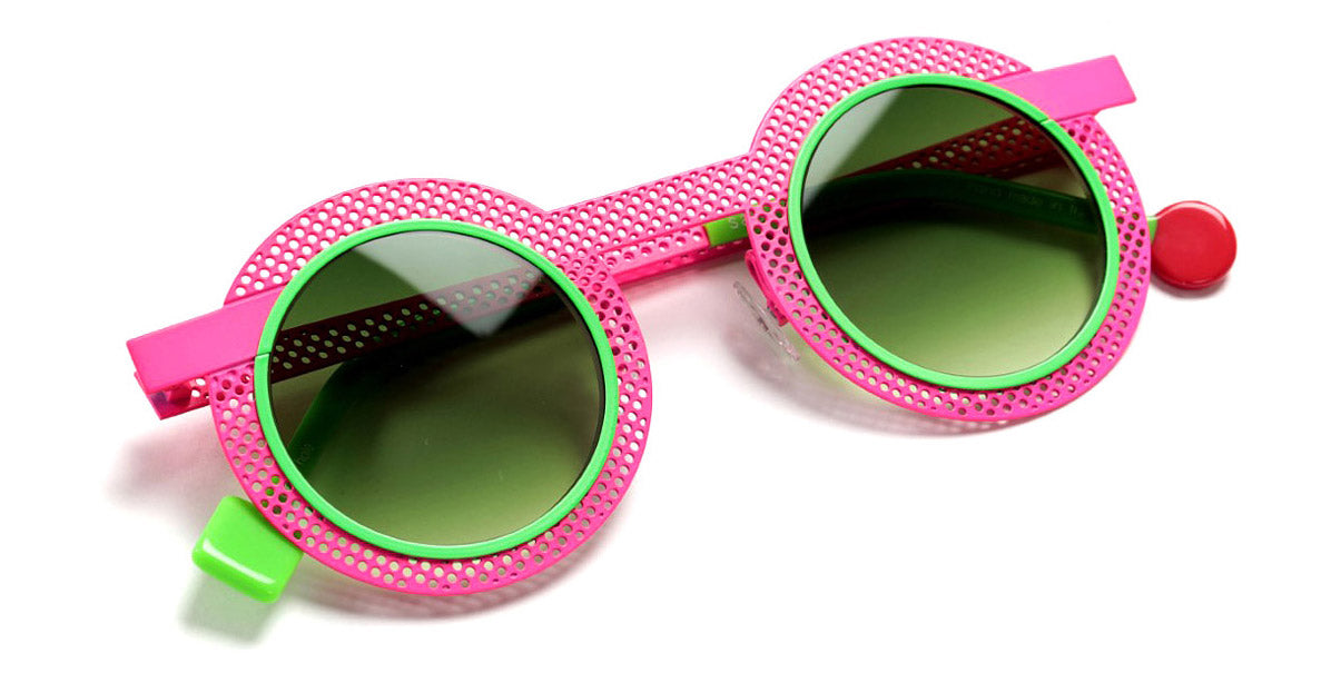 Sabine Be® Be Gipsy Hole Sun SB Be Gipsy Hole Sun 504 43 - Neon Pink Perforated Satin / Neon Green Satin Sunglasses