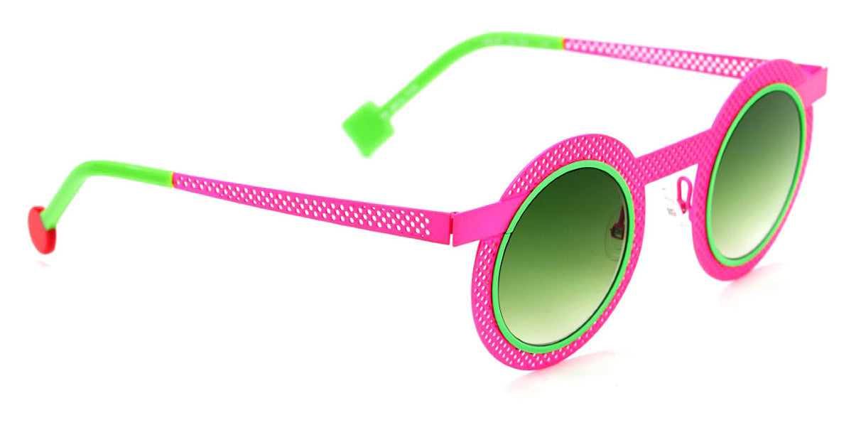 Sabine Be® Be Gipsy Hole Sun SB Be Gipsy Hole Sun 504 43 - Neon Pink Perforated Satin / Neon Green Satin Sunglasses