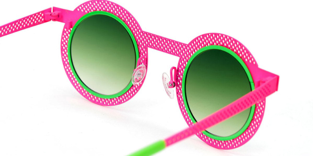 Sabine Be® Be Gipsy Hole Sun SB Be Gipsy Hole Sun 504 43 - Neon Pink Perforated Satin / Neon Green Satin Sunglasses