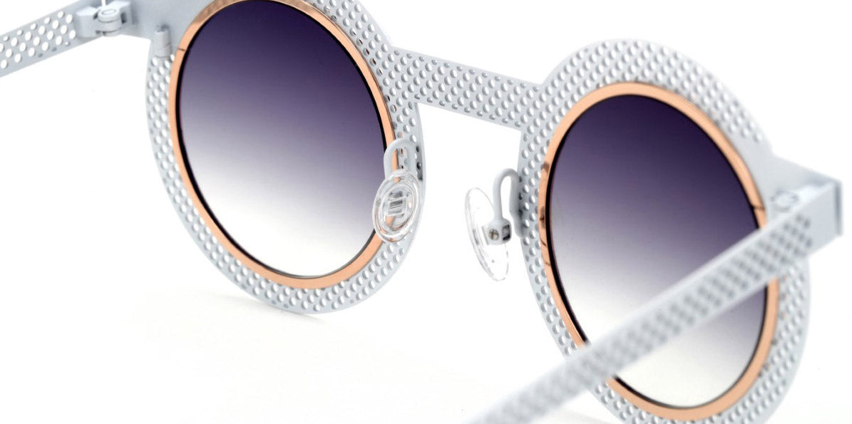 Sabine Be® Be Gipsy Hole Sun SB Be Gipsy Hole Sun 505 43 - Satin White Perforated / Polished Rose Gold Sunglasses