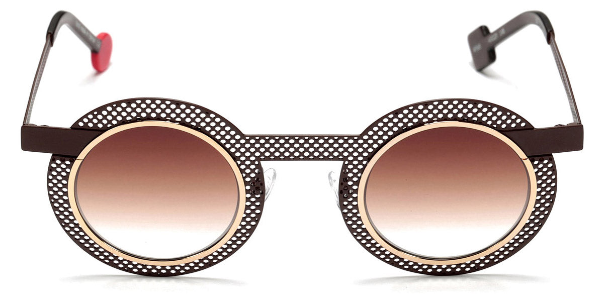 Sabine Be® Be Gipsy Hole Sun SB Be Gipsy Hole Sun 565 43 - Satin Dark Chocolate Perforated / Polished Yellow Gold Sunglasses