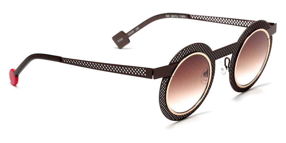 Sabine Be® Be Gipsy Hole Sun SB Be Gipsy Hole Sun 565 43 - Satin Dark Chocolate Perforated / Polished Yellow Gold Sunglasses