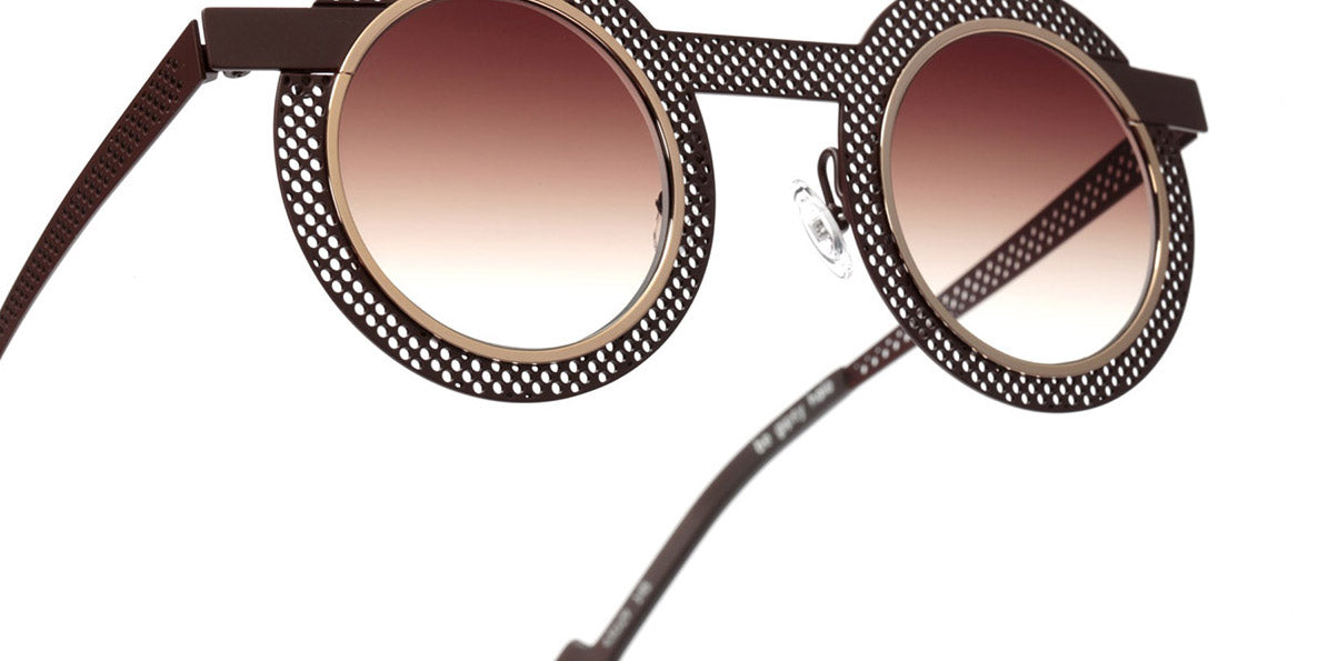 Sabine Be® Be Gipsy Hole Sun SB Be Gipsy Hole Sun 565 43 - Satin Dark Chocolate Perforated / Polished Yellow Gold Sunglasses