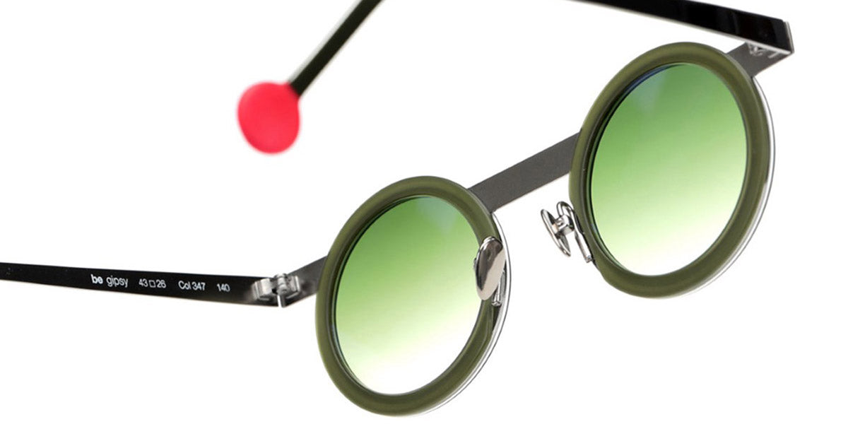 Sabine Be® Be Gipsy Sun SB Be Gipsy Sun 347 43 - Matt Translucent Light Green / Polished Ruthenium Sunglasses