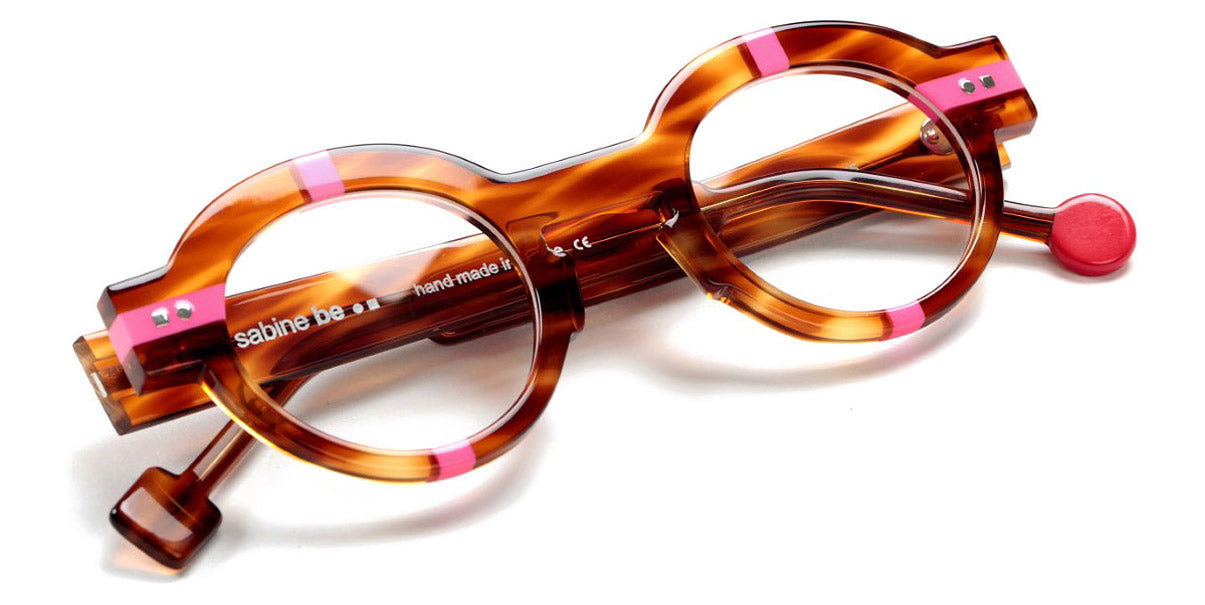 Sabine Be® Be Groom SB Be Groom 454 43 - Shiny Veined Blond Tortoise / Shiny Neon Pink Eyeglasses