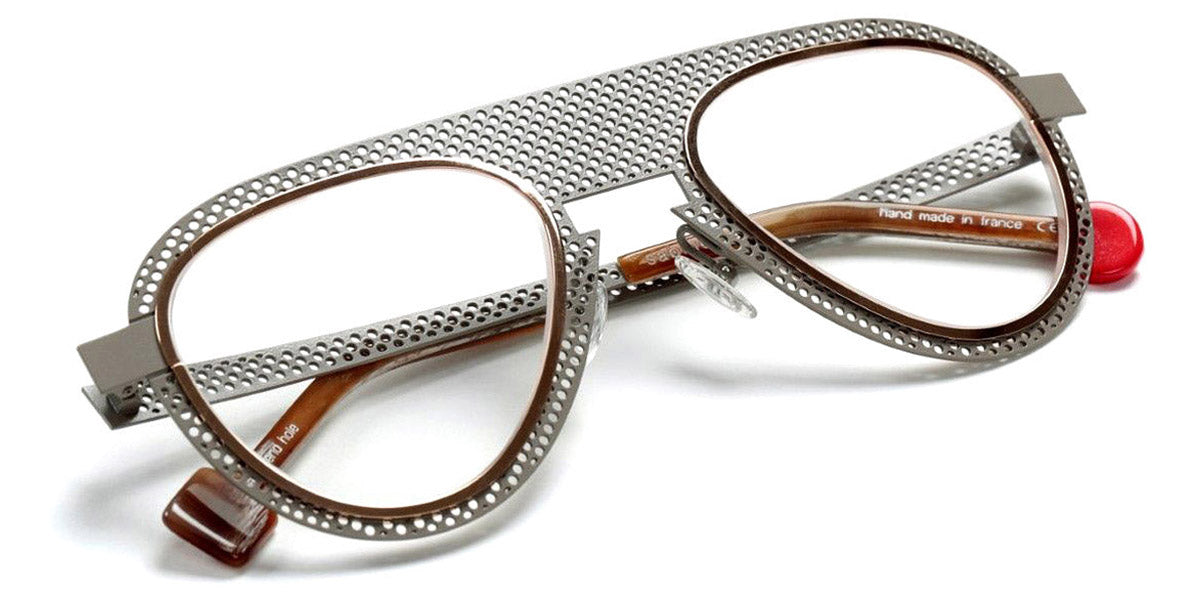 Sabine Be® Be Legend Hole SB Be Legend Hole 506 51 - Satin Taupe Gray Perforated / Polished Rose Gold Eyeglasses