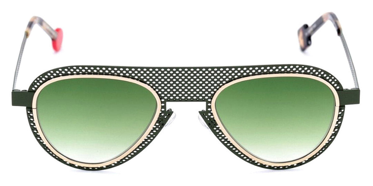 Sabine Be® Be Legend Hole Sun SB Be Legend Hole Sun 491 51 - Perforated Satin Khaki / Polished Yellow Gold Sunglasses