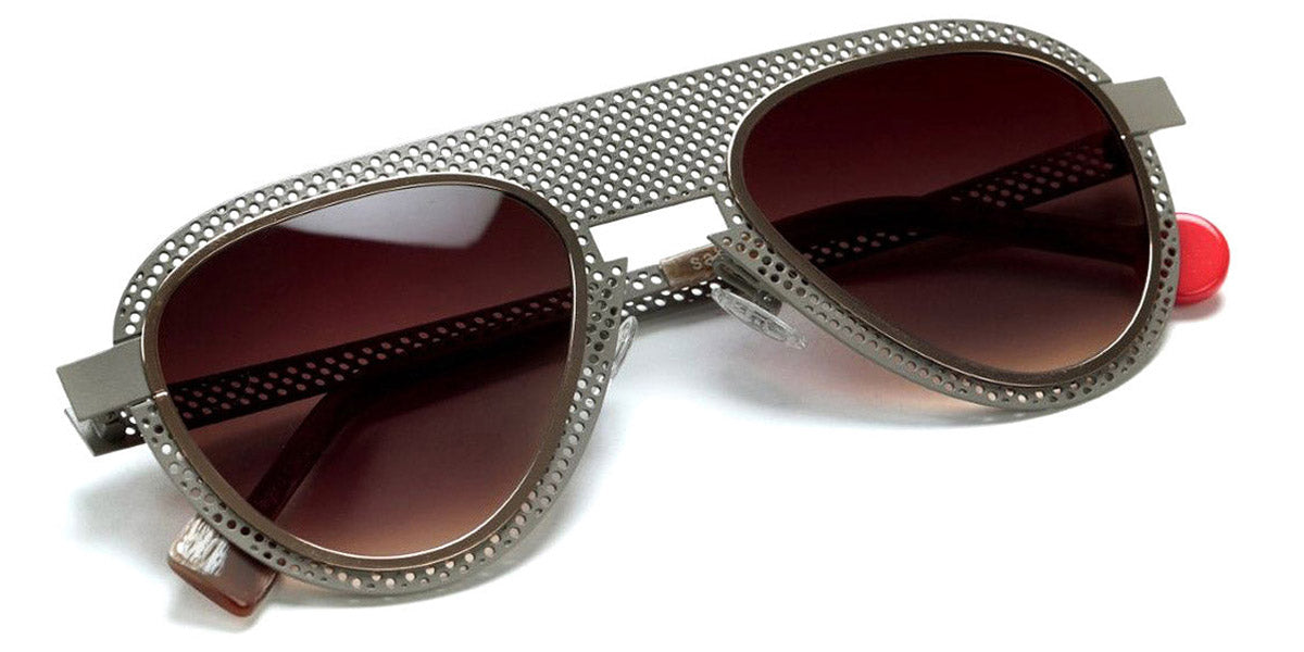 Sabine Be® Be Legend Hole Sun SB Be Legend Hole Sun 506 51 - Satin Taupe Gray Perforated / Polished Rose Gold Sunglasses