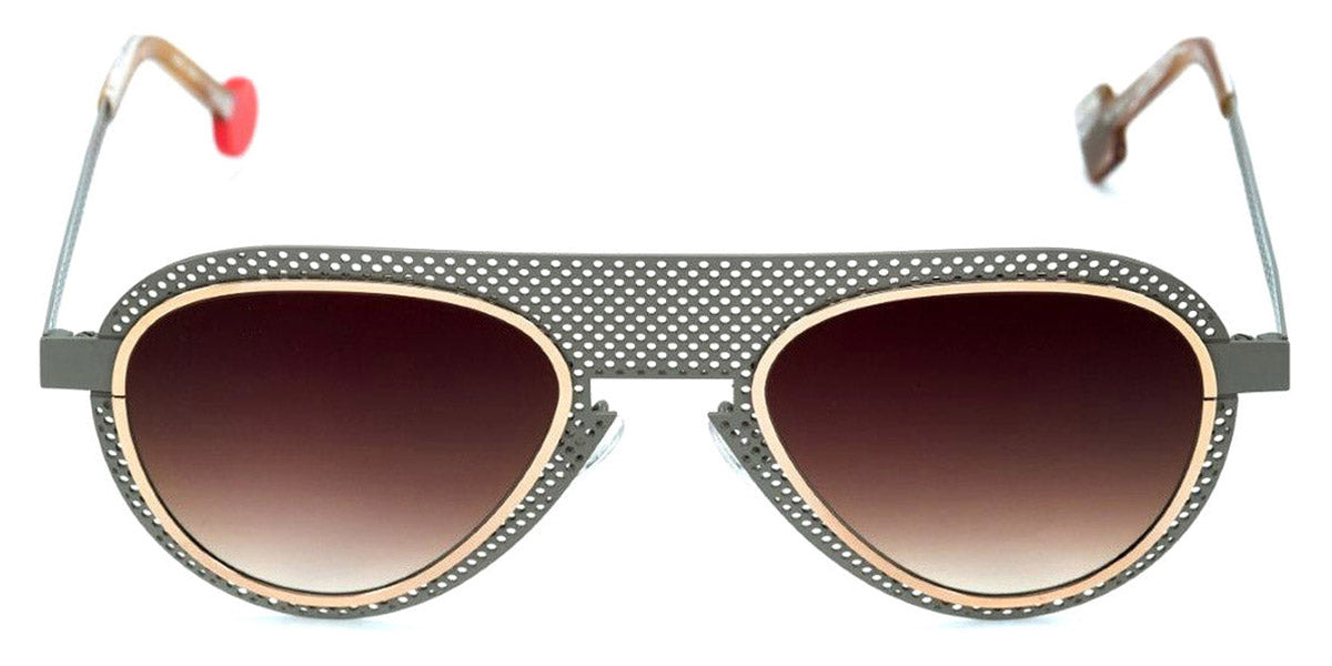 Sabine Be® Be Legend Hole Sun SB Be Legend Hole Sun 506 51 - Satin Taupe Gray Perforated / Polished Rose Gold Sunglasses