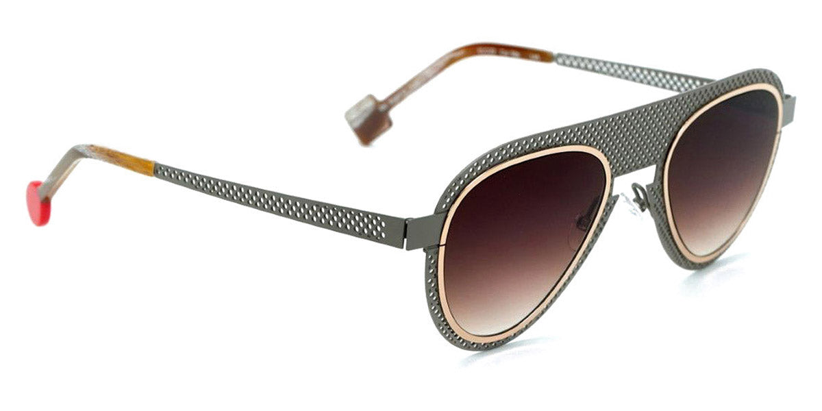 Sabine Be® Be Legend Hole Sun SB Be Legend Hole Sun 506 51 - Satin Taupe Gray Perforated / Polished Rose Gold Sunglasses