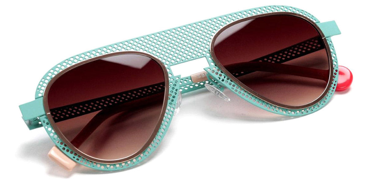 Sabine Be® Be Legend Hole Sun SB Be Legend Hole Sun 507 51 - Satin Turquoise Perforated / Polished Rose Gold Sunglasses