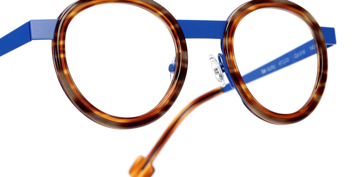 Sabine Be® Be Lucky SB Be Lucky 516 47 - Shiny Blond Veined Tortoise / Majorelle Blue Satin Eyeglasses