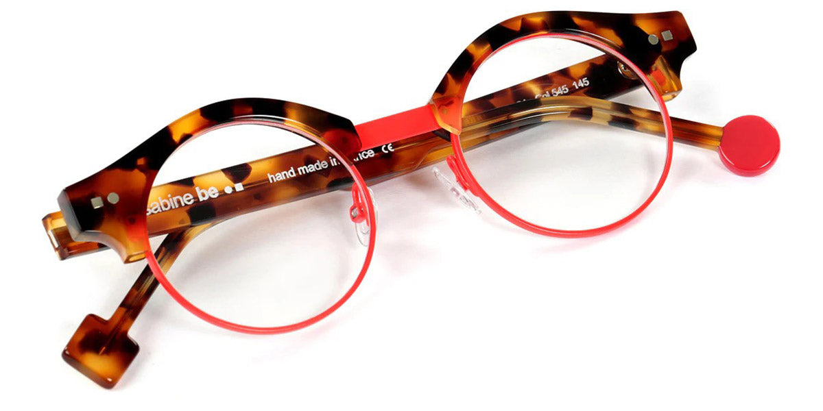 Sabine Be® Be Master Round SB Be Master Round 545 45 - Shiny Fawn Tortoise / Satin Neon Orange Satin Eyeglasses