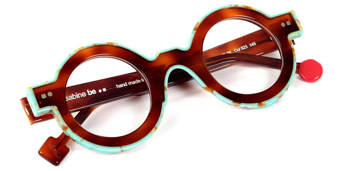 Sabine Be® Be Pop Line SB Be Pop Line 523 41 - Shiny Blond Tortoise / Shiny Marbled Turquoise Eyeglasses