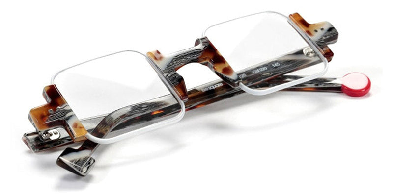 Sabine Be® Be Square SB Be Square 220 42 - Satin White / Shiny Vintage Tortoise Eyeglasses