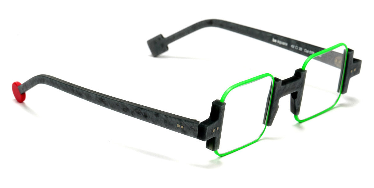 Sabine Be® Be Square SB Be Square 578 42 - Matt Marbled Mouse Gray / Neon Green Satin Eyeglasses