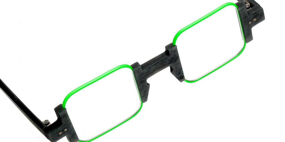 Sabine Be® Be Square SB Be Square 578 42 - Matt Marbled Mouse Gray / Neon Green Satin Eyeglasses
